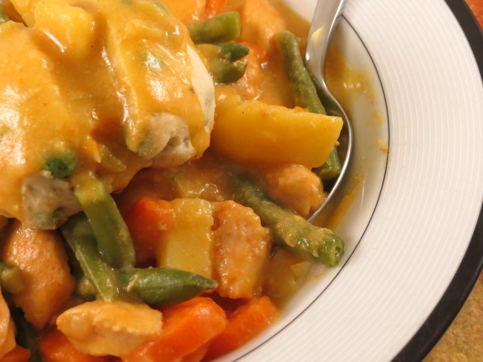 Smoked Chicken Stew chicken close up view of finished stew